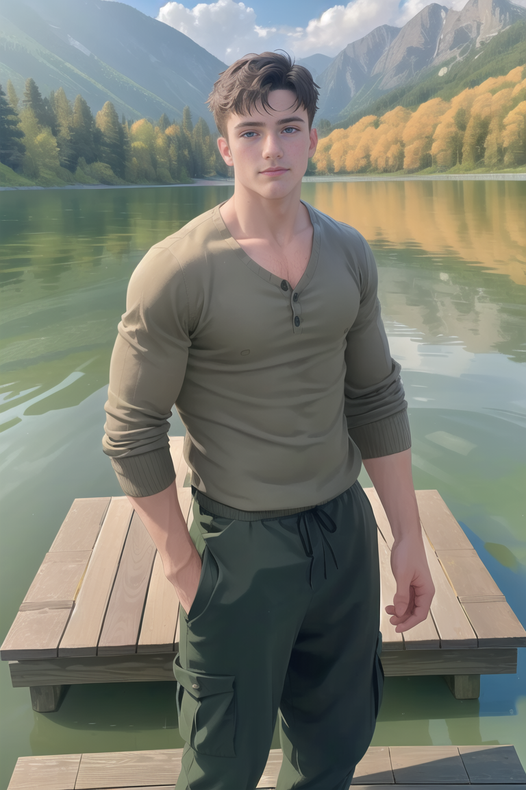 00020-180505479-man levi_conely posing in a tranquil lakeside setting with a wooden dock and shimmering water of a serene lake in the background.png